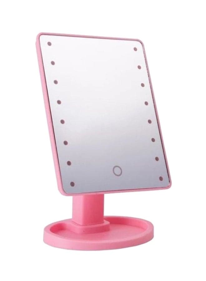 Adjustable Makeup Mirror With LED Lights Pink/Silver