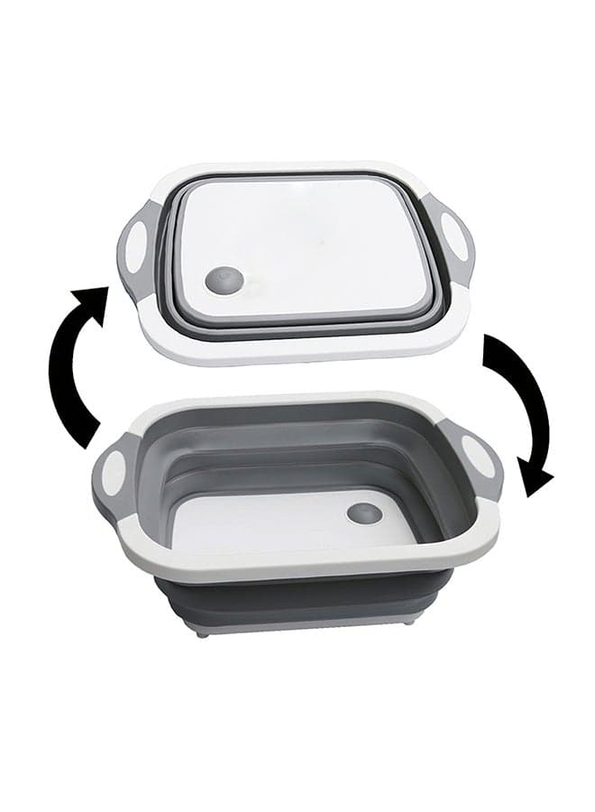 2-In-1 Collapsible Vegetable Washing And Chopping Bowl Grey 41 x 5 x 32cm