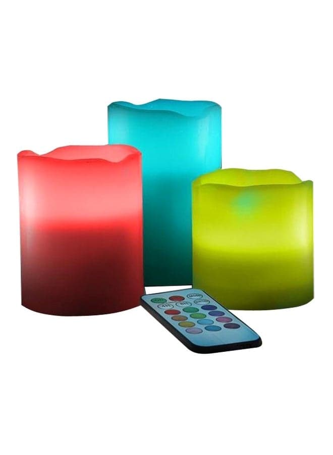 3-Piece Flameless Candle With Remote Control Set White