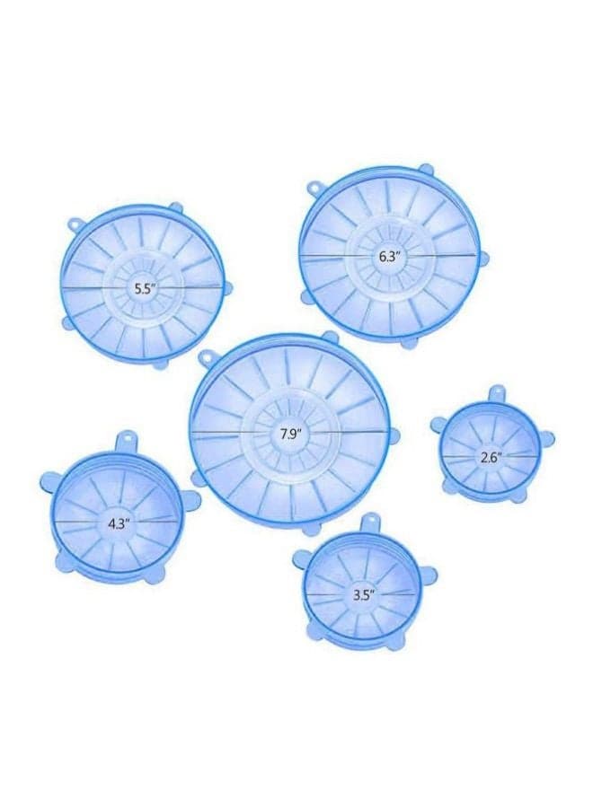 Set Of 6 Fresh Food Cover Lids Blue
