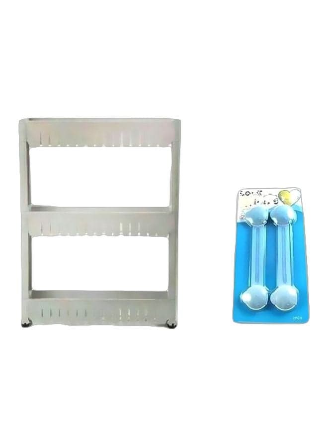 3-Shelves Storage Rack With Baby Lock Off White 56x100x24cm