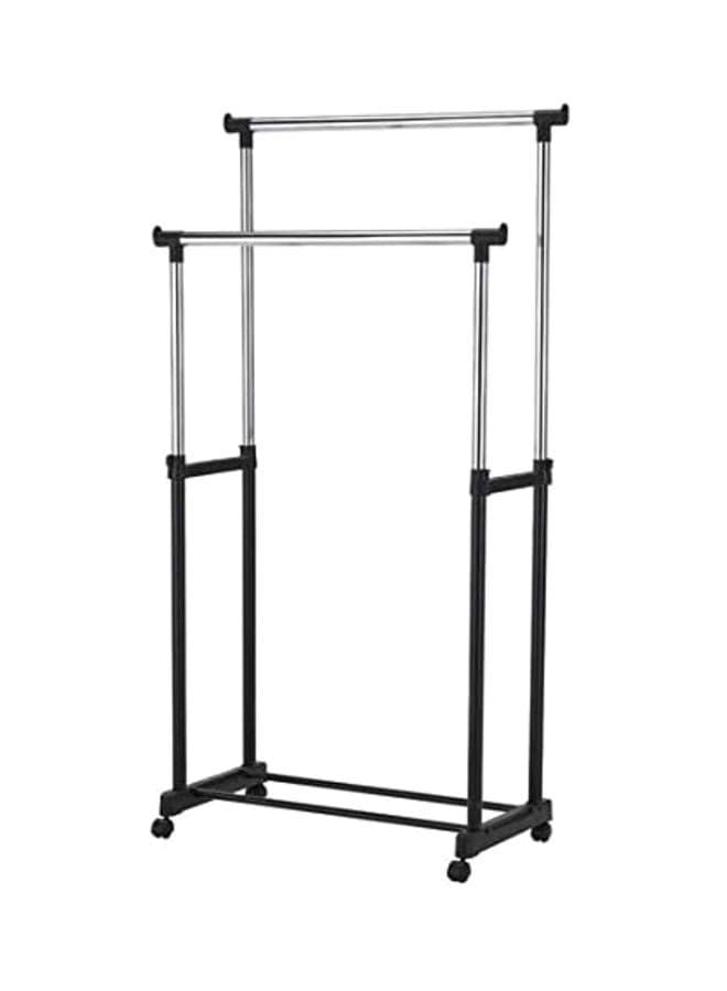 Double Pole Telescopic Clothes Hanger Silver/Black