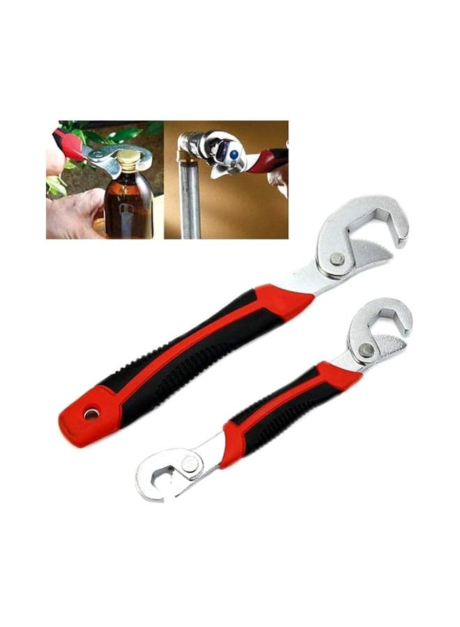 2-Piece Universal Wrench Spanner Set Red/Black/Silver