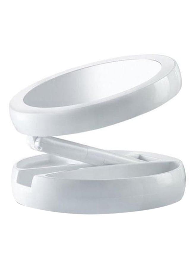 Foldable Magnification Makeup Mirror With Led Light White
