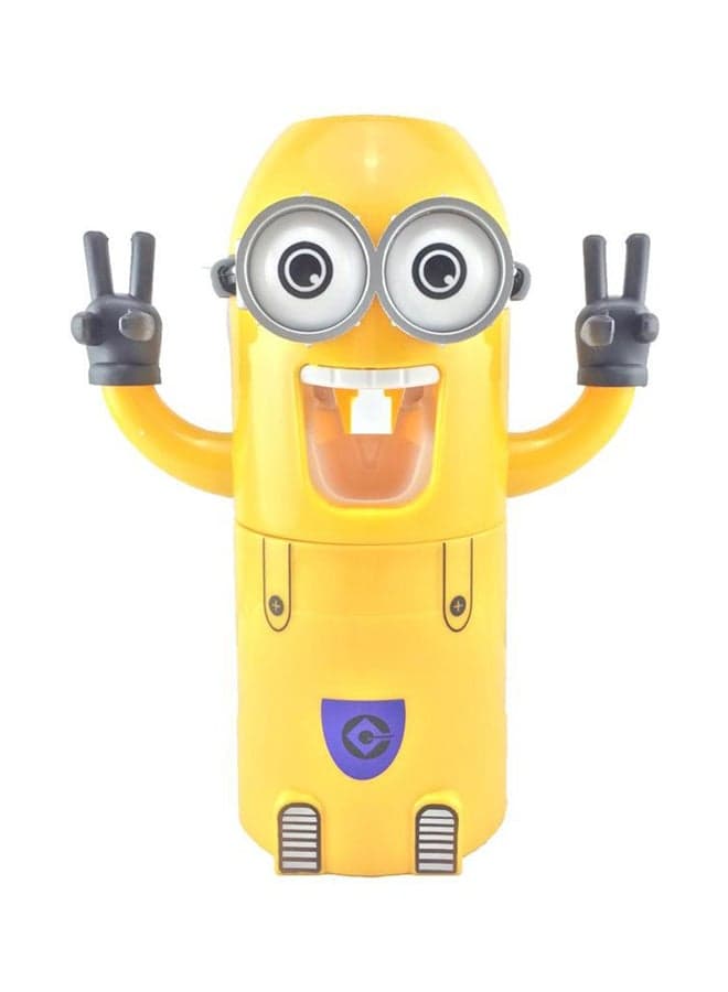 Automatic Toothbrush Holder With Toothpaste Dispenser Yellow 15cm