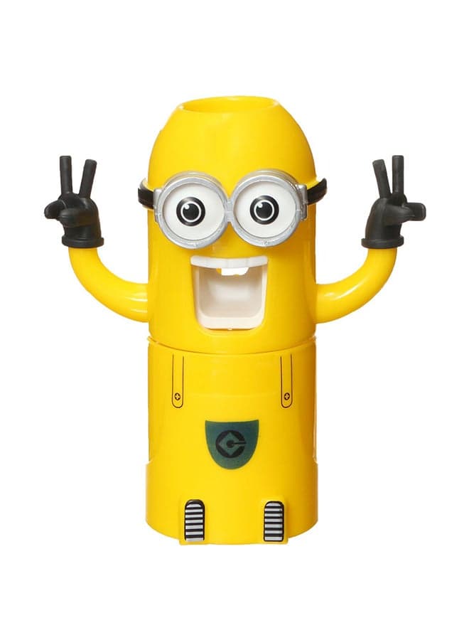 Toothbrush Holder And Toothpaste Dispenser Yellow 15cm