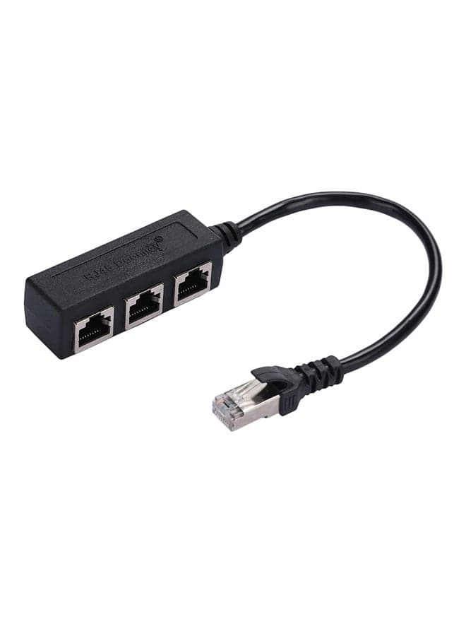 Ethernet LAN Splitter 1 To 3 Extender Black