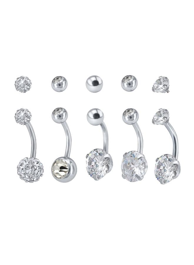 5-Piece Stainless Steel Belly Ring