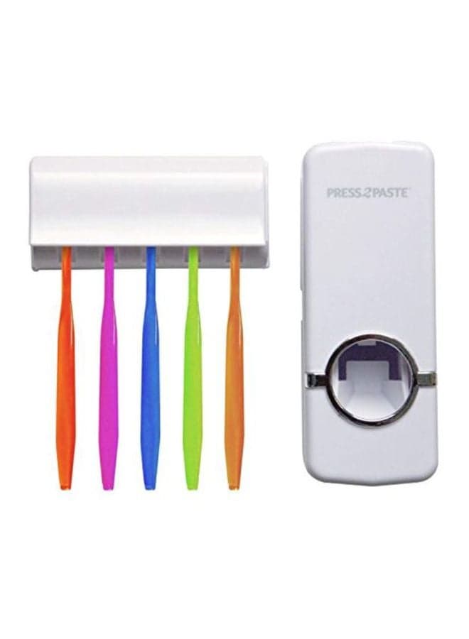 Automatic Toothpaste Dispenser And Toothbrush Holder White 7.2x2.5x8.5inch