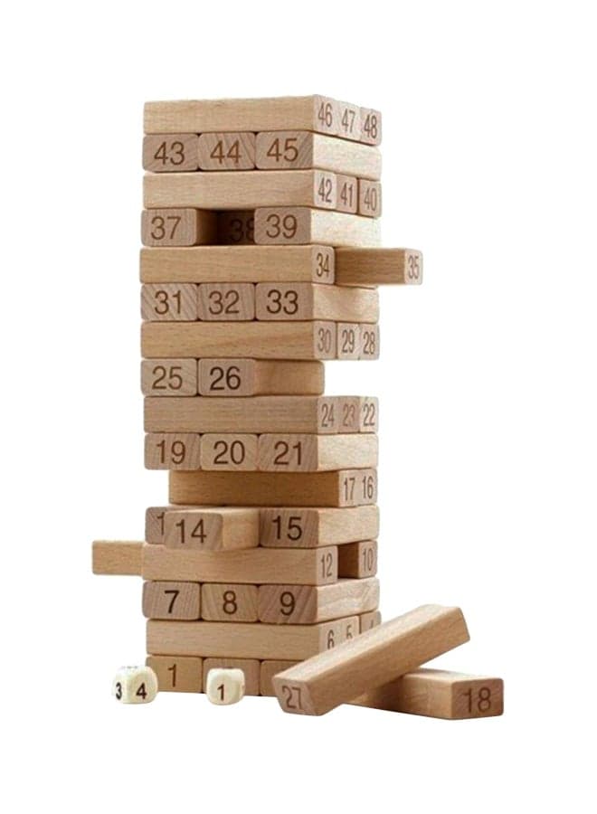 51-Piece Wooden Building Block Set