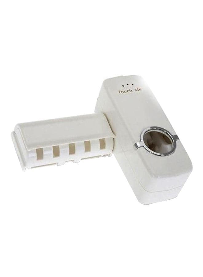 Tooth Brush Holder With Toothpaste Dispenser White