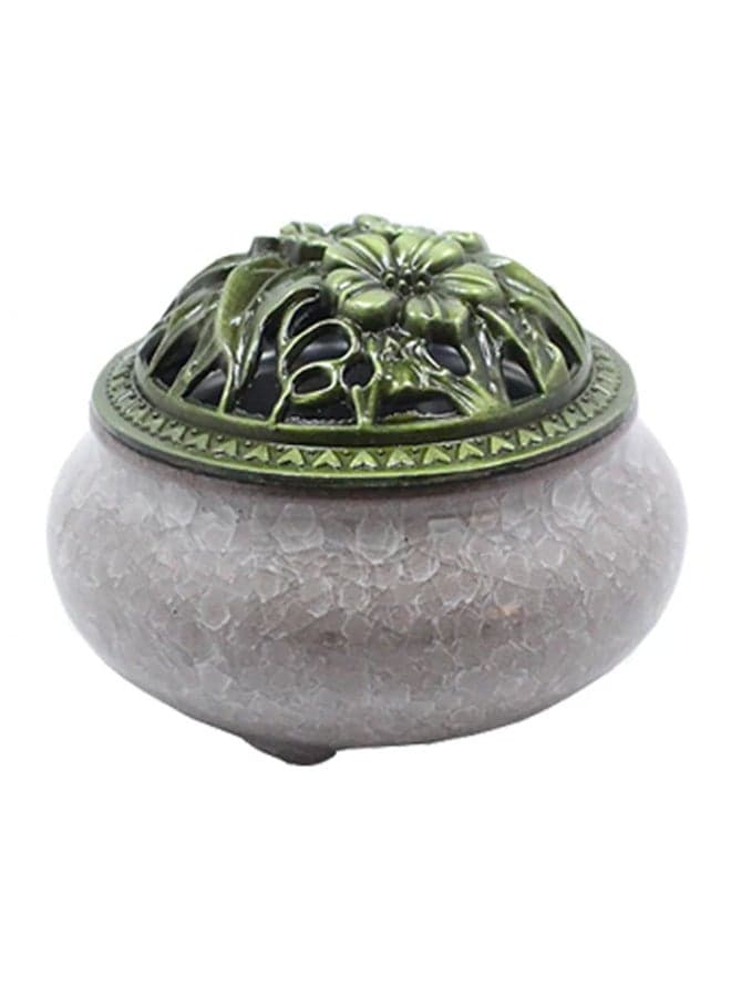 Vintage Incense Burner Grey/Green 8.5x4.5centimeter