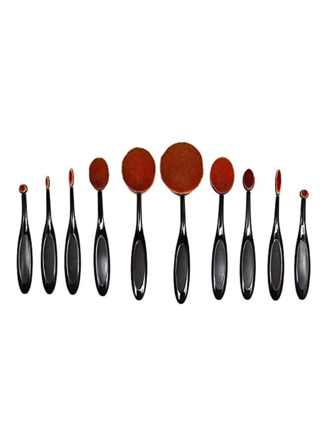 10-Piece Makeup Brush Set Black/Brown