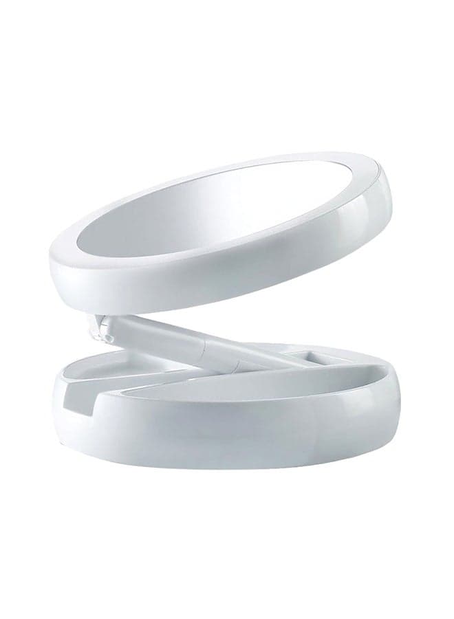 Foldingled Lights Two-Side Makeup Mirror White