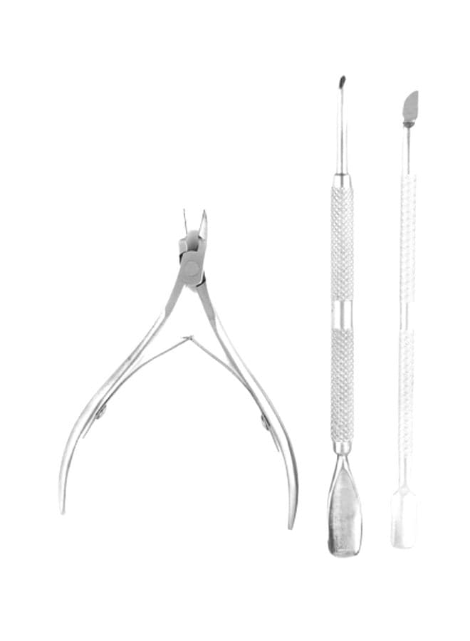 3-Piece Cuticle Spoon Pusher Remover Cutter Nail Nipper Set Sliver
