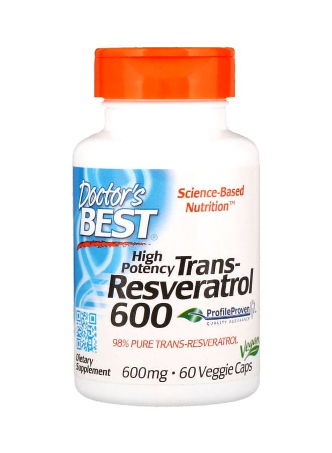 Trans-Resveratrol 600 Dietary Supplement 600mg - 60 Veggie Caps