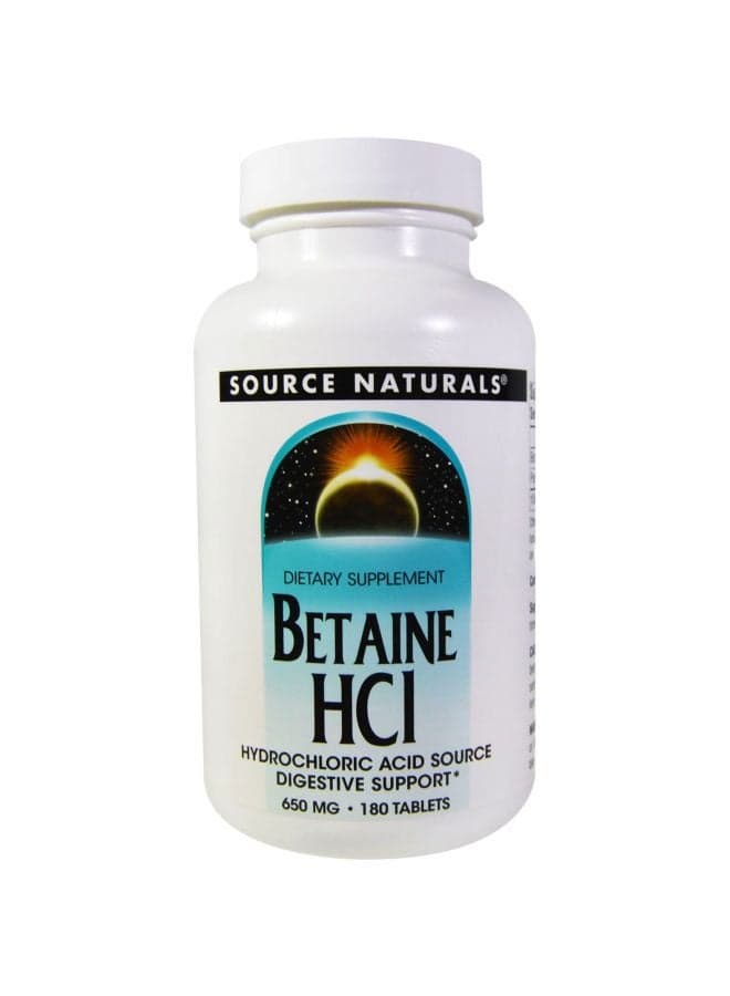 Betaine HCL Digestive Support Dietary Supplement 650 Mg - 180 Capsules
