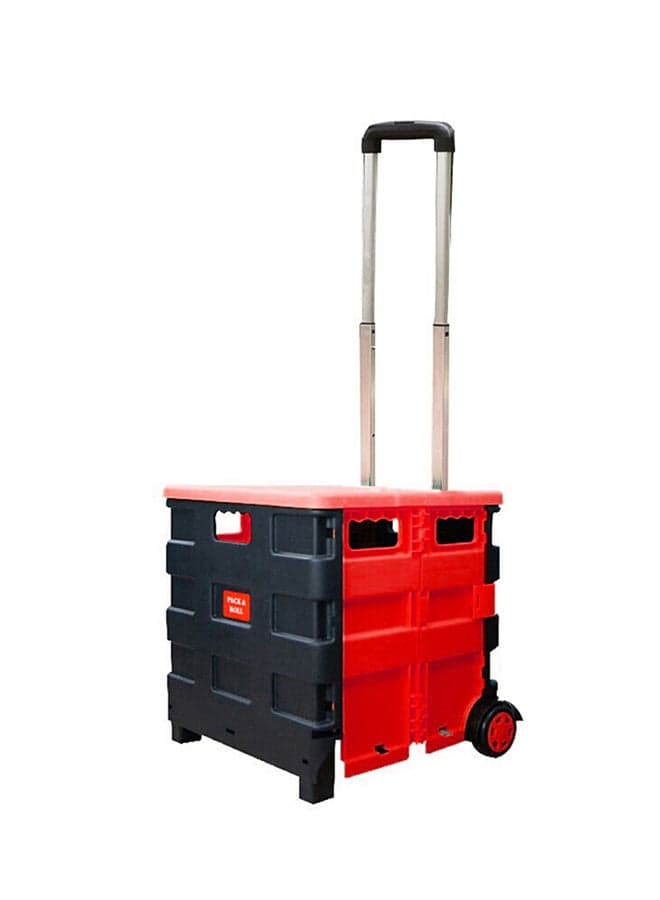 Two Wheeled Folding Shopping Bag Cart Black/Red 14x44x2.82centimeter
