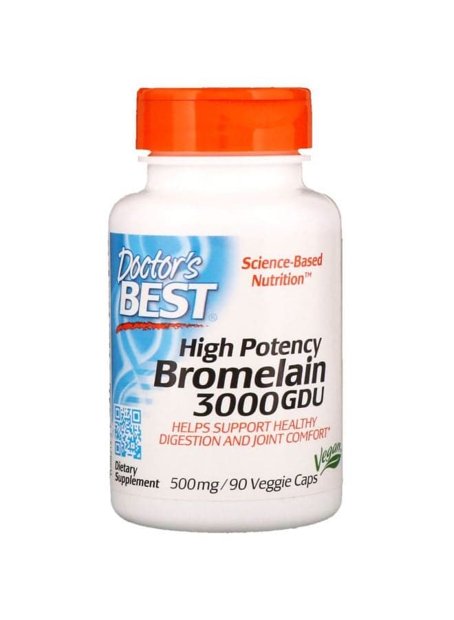 High Potency Bromelain 3000 GDU 500 mg Dietary Supplement - 90 Veggie Capsules