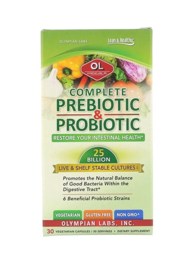 Complete Prebiotic And Probiotic Dietary Supplement - 30 Capsules