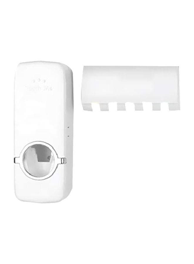 Toothbrush Holder With Toothpaste Dispenser white