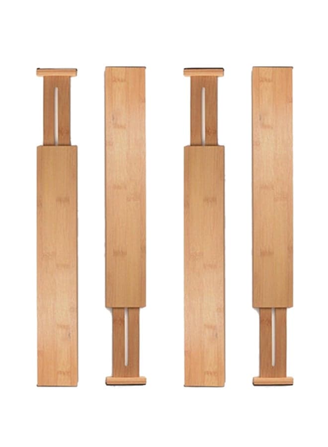 4-Piece Creative Expandable Telescopic Drawer Brown 60x10x15cm
