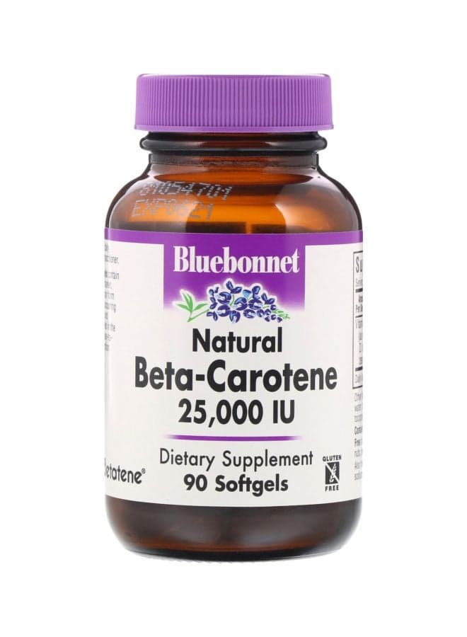 Natural Beta-Carotene 25,000 IU Dietary Supplement - 90 Softgels