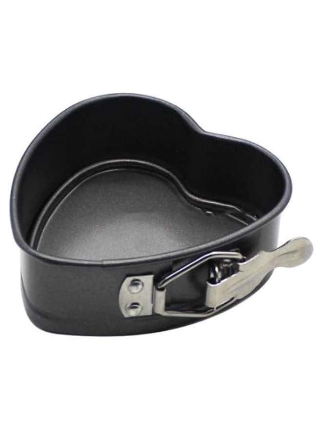 Heart-Shaped Buckle Cake Baking Mould Black/Silver 4inch