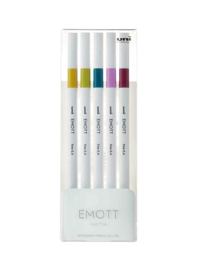 Set Of 5 Emott Fineliner Pens Multicolour