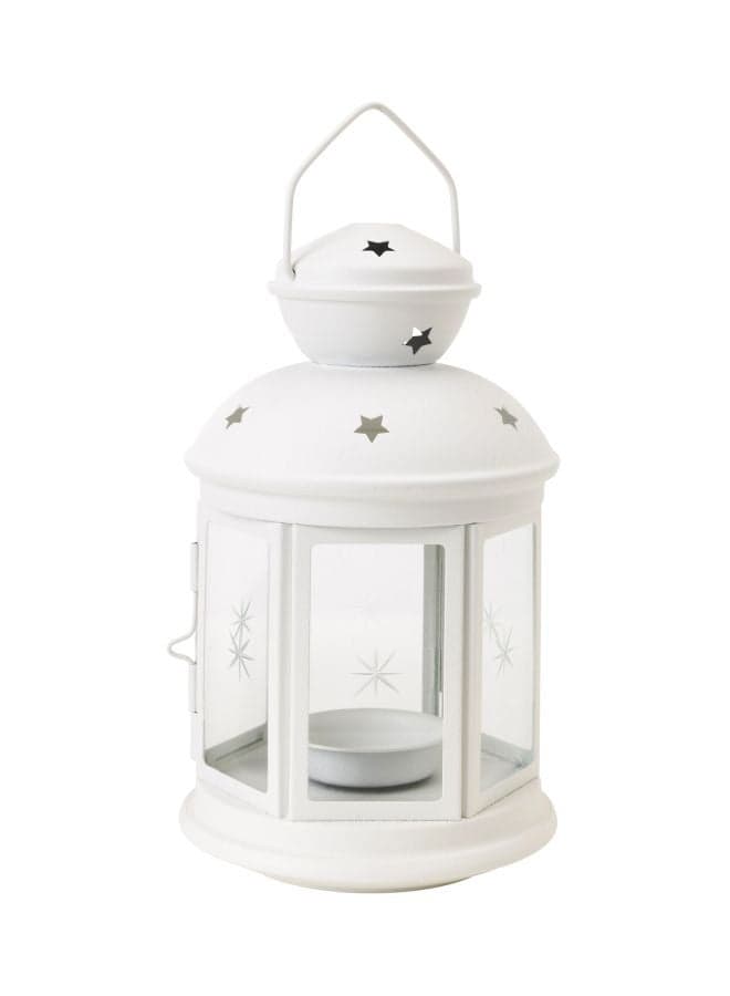 Metal Ramadan Lantern White/Clear 18cm