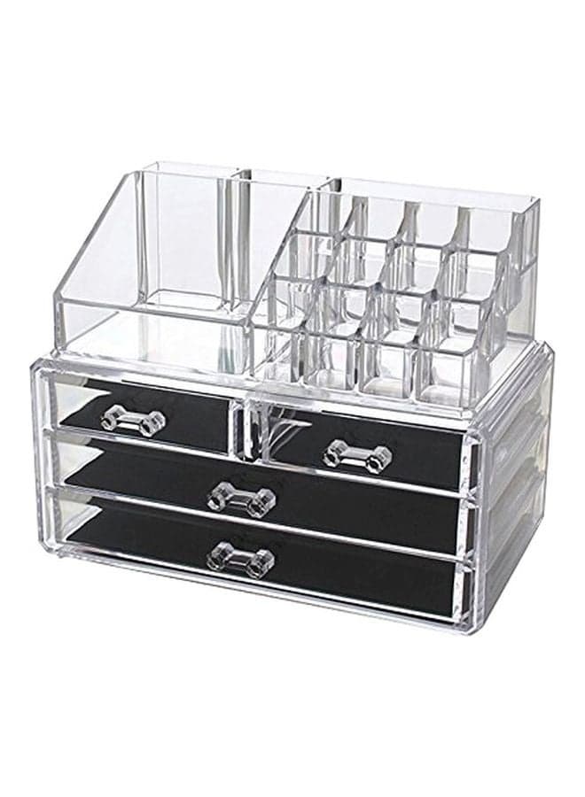 Plastic Acrylic Multi Grid Makeup Organizer 9.4x7.5x5.9 Inch Clear