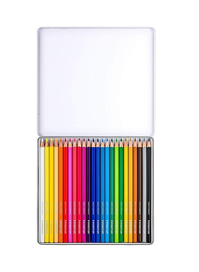 24-Piece Coloured Pencil Metal Box Set Multicolour
