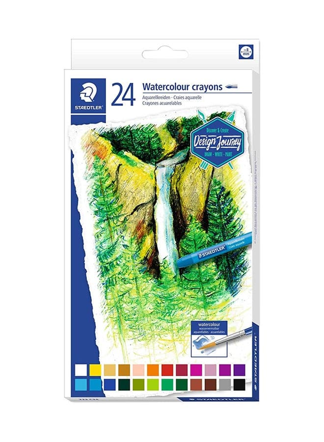 Watercolour Crayons Set, Pack Of 24 Multicolour