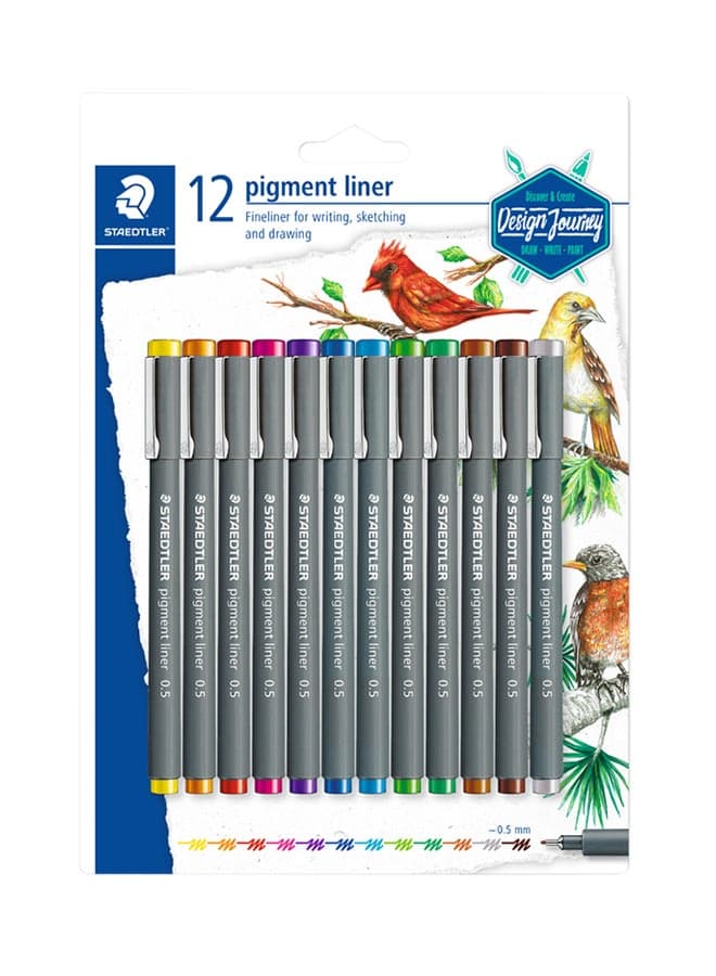 12-Piece Pigment Liner Set Multicolour