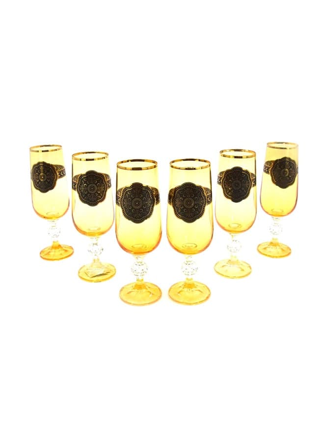 6-Piece Flute Set Yellow/Brown 180ml