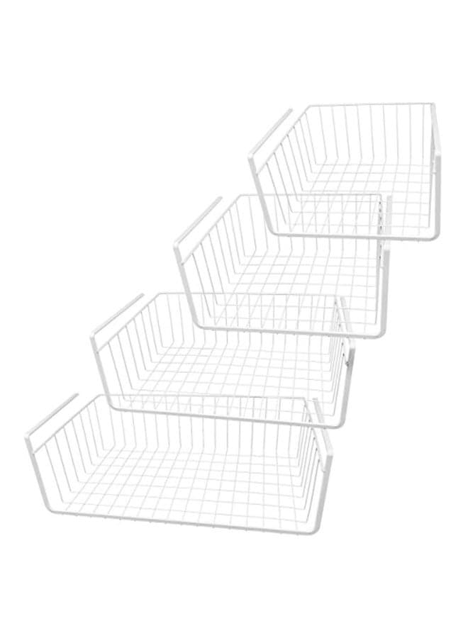 4-Piece Wire Under Shelf Storage Basket Set White