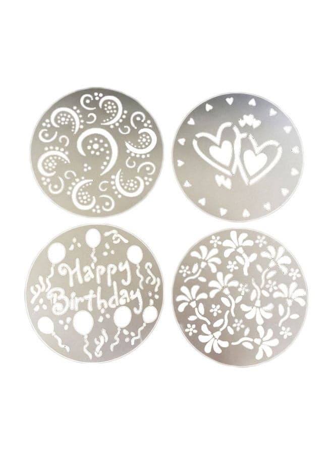 4-Piece Garland Template Cake Printing Stencil Clear 20x1x20cm