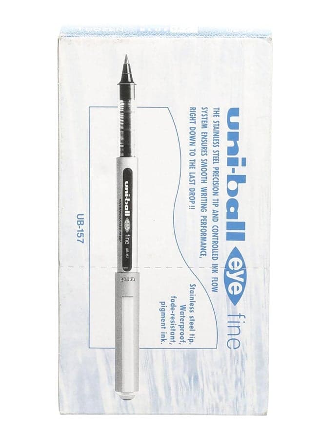 12-Piece Eye Fine Ballpoint Pen Set White/Clear/Silver