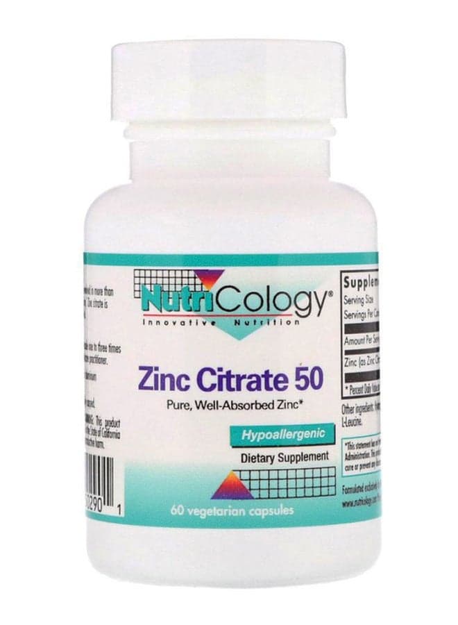 Zinc Citrate 50 - 60 Vegetarian Capsules