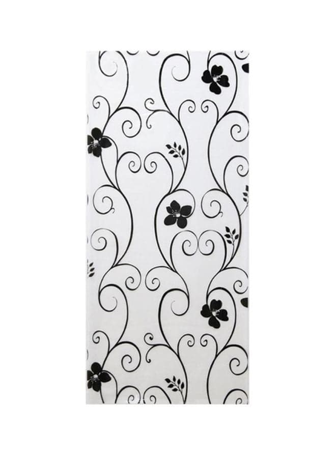 Qiangtie Opaque Floral Pattern Glass Window Sticker Black 45x100centimeter