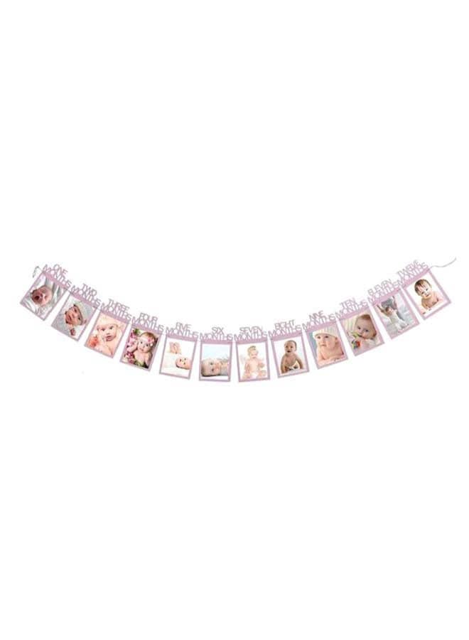 12 Months Photo Frame First Happy Birthday Decoration Banner