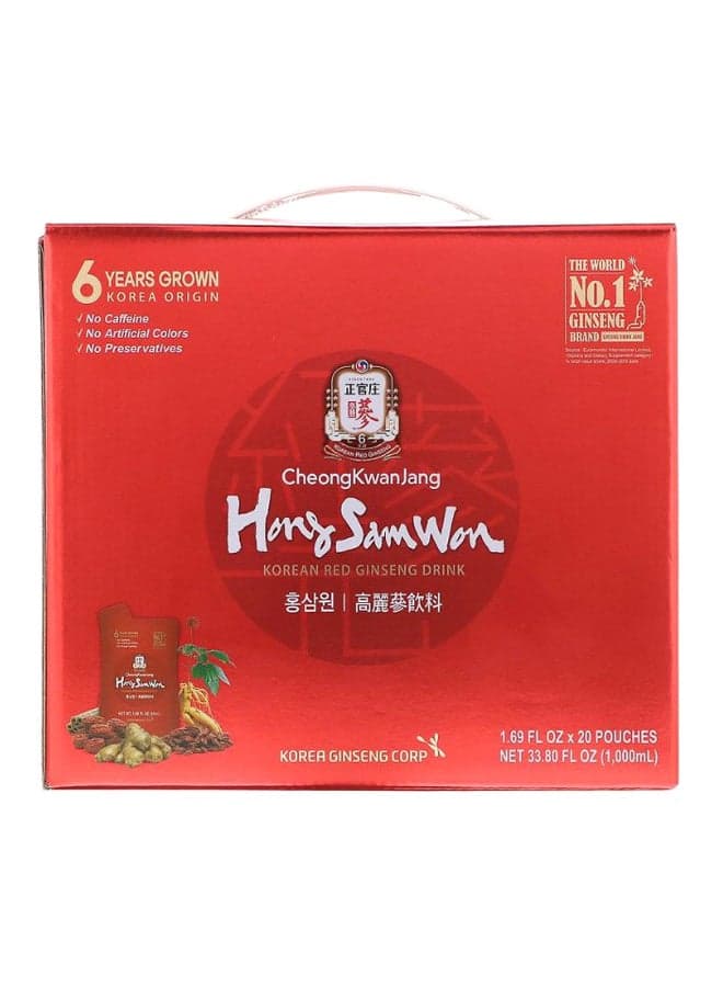 Pack Of 20 Hong Sam Won Korean Red Ginseng Drink