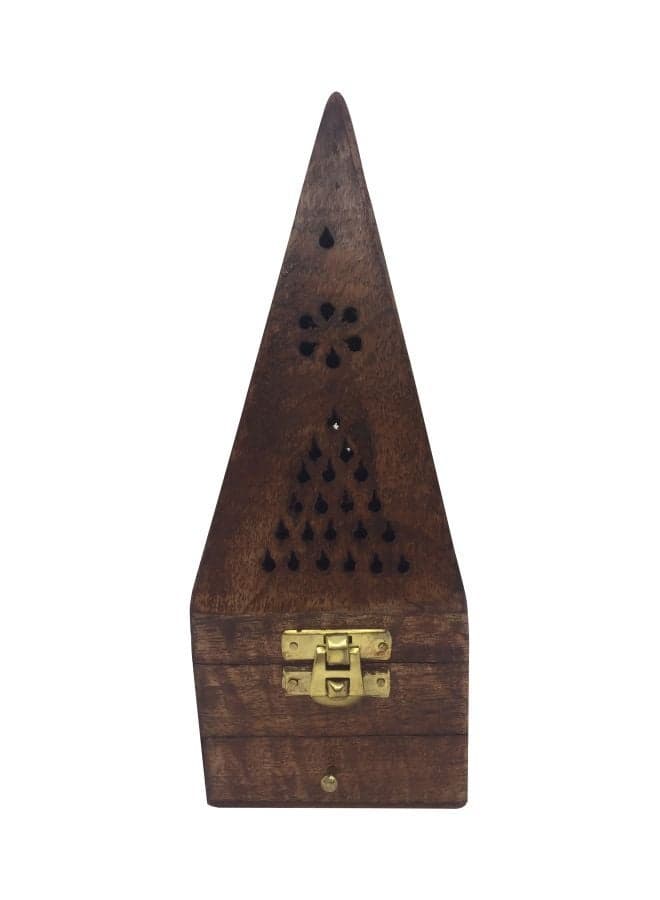 Pyramid Shape Incense Burner Holder Brown 21.5x8cm