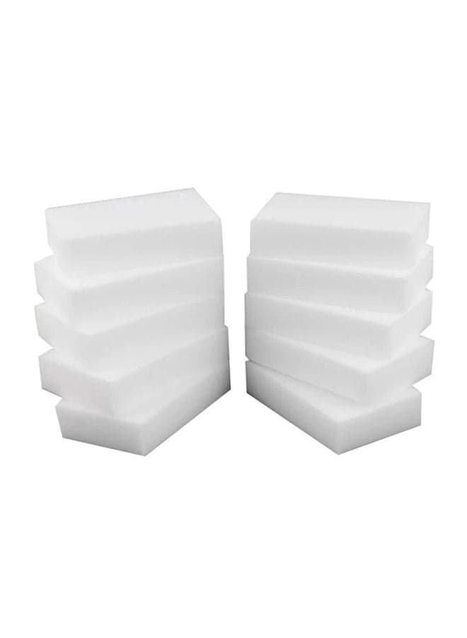 10-Piece Magic Melamine Sponge Eraser White 5x5x5cm