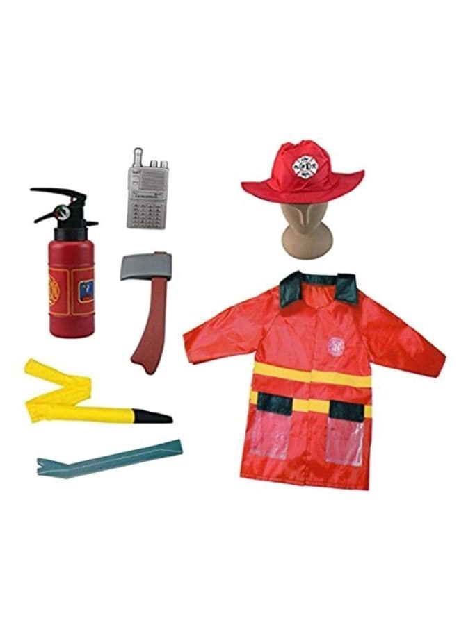 7-Piece Fire Fighter Fancy Dress Costume Set 3 Years