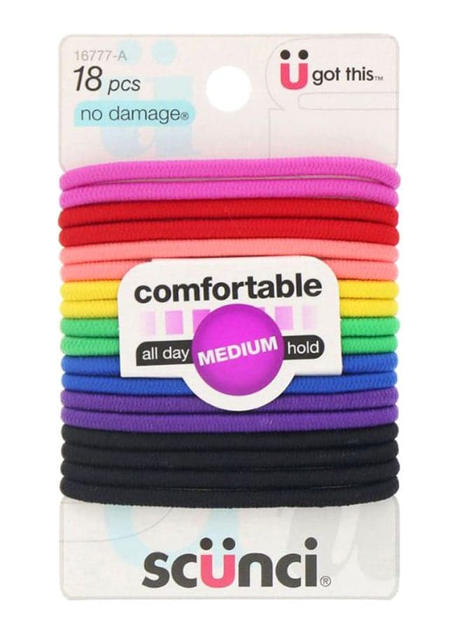 18-Pieces No Damage Comfortable All Day Hair Hold Elastic Set Multicolour