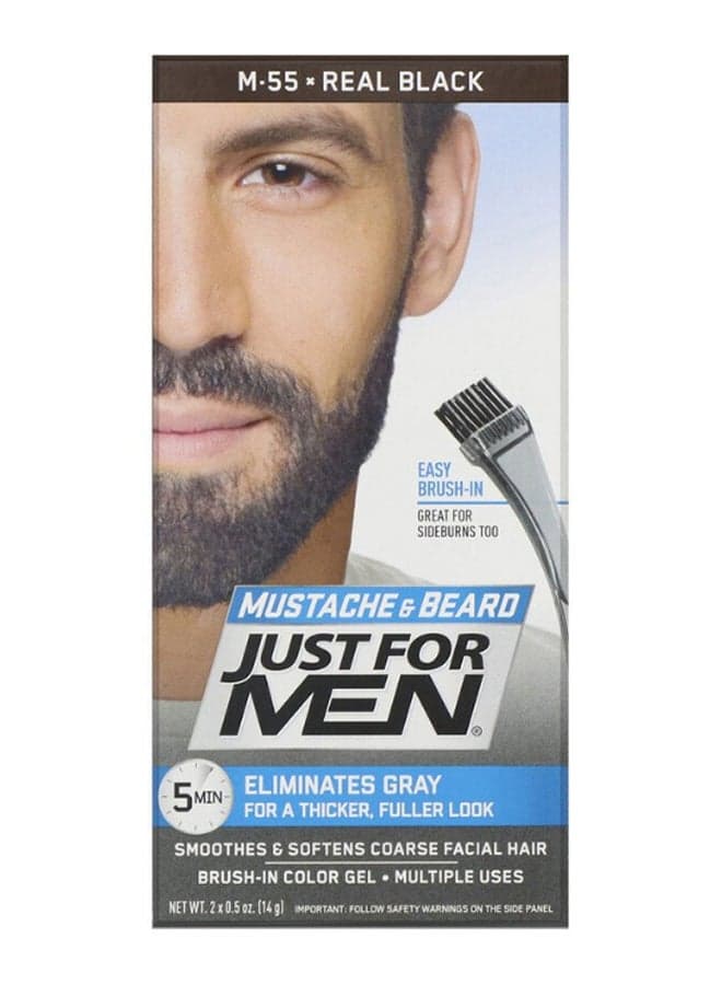 Natural Look Moustache And Beard Brush-In Permanent Hair Color Gel M55 Real Black