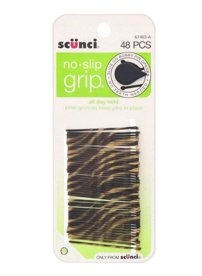 48-Piece No Slip Grip All Day Hold Bobby Pin Set Black/Beige