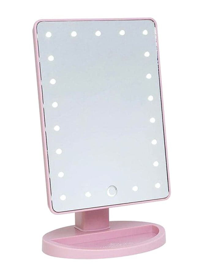 LED Light Makeup Countertop Vanity Mirror Pink 22x16cm