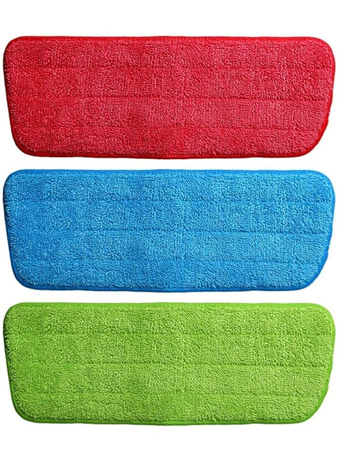 3-Piece Microfiber Spray Mop Replacement Head Set Multicolour